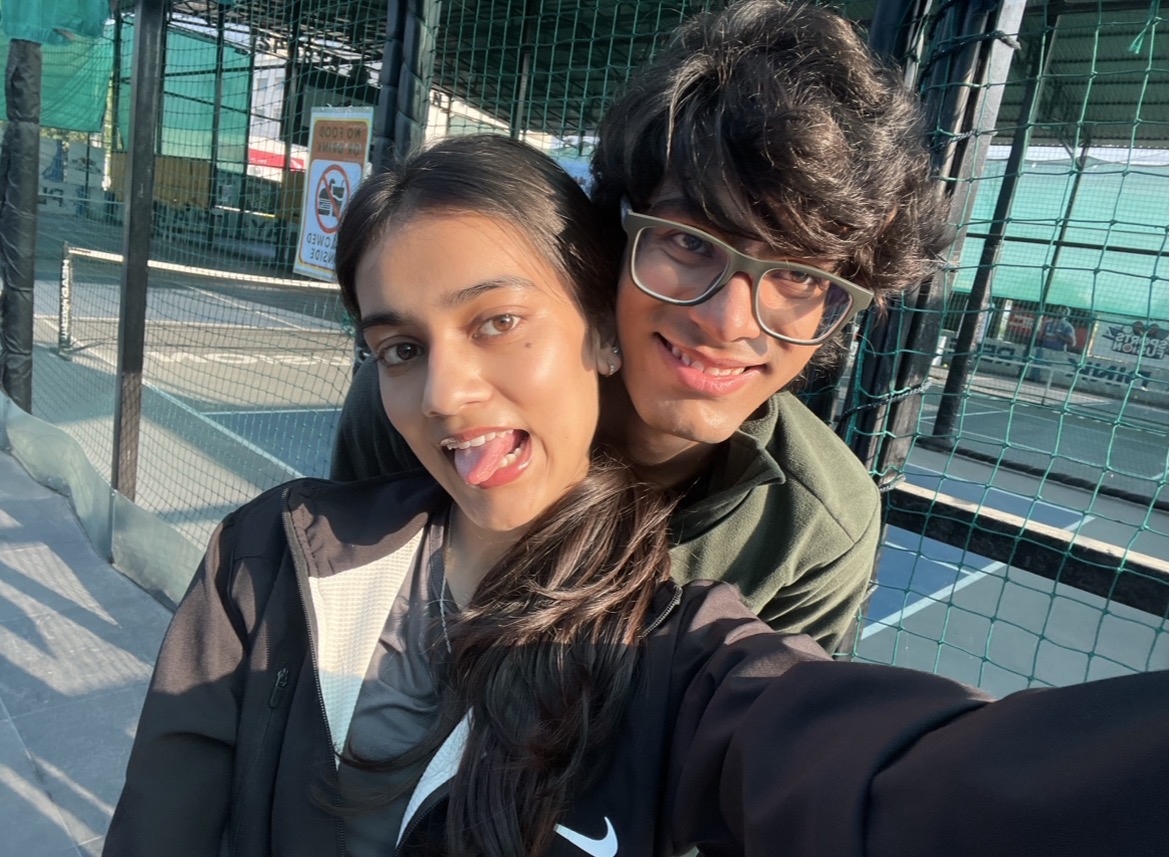 Tongue out at the sports court